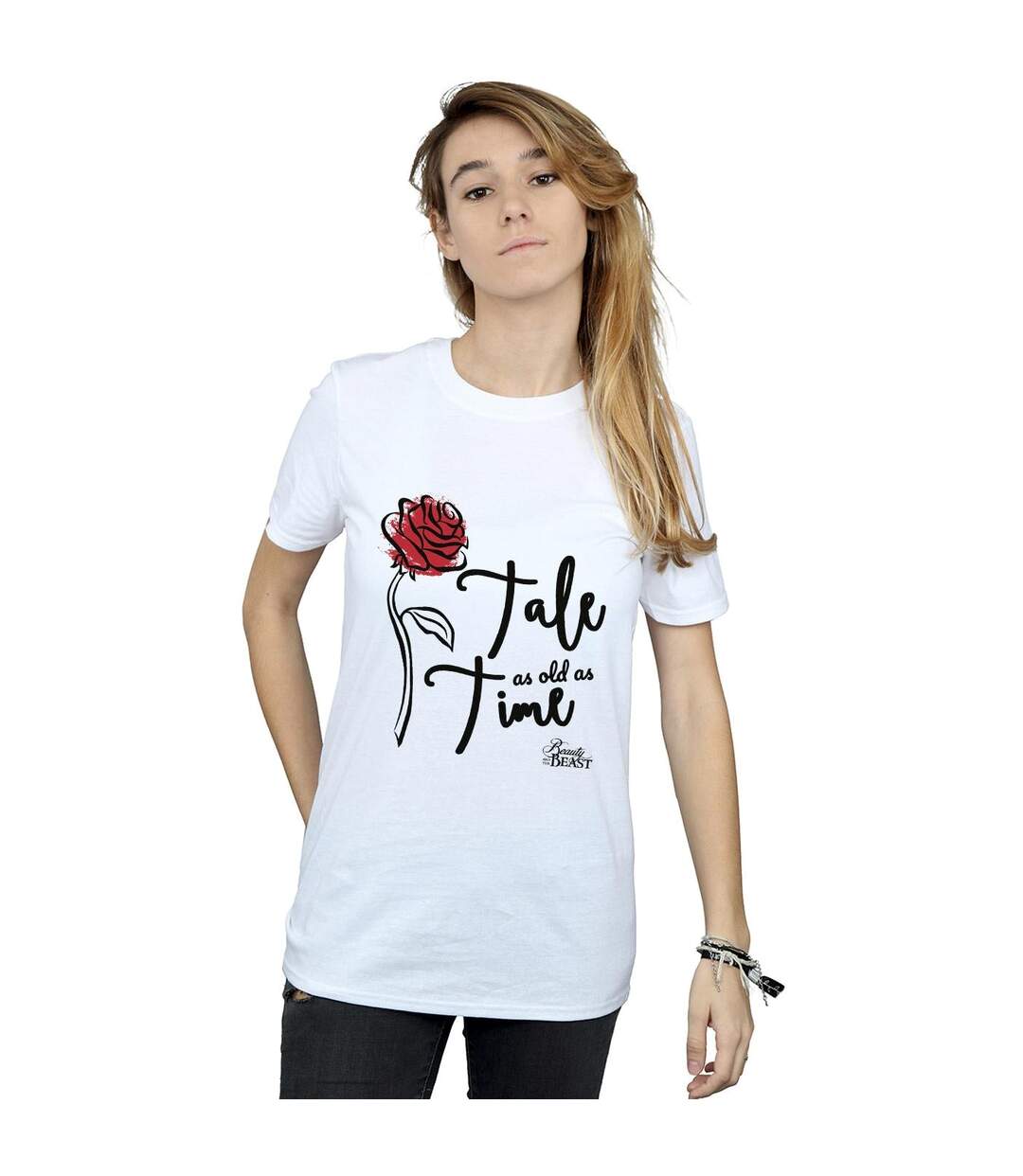 Disney Femmes/Les femmes Tale As Old As Time Rose Cotton Boyfriend T-Shirt (Blanc) - UTBI42615-2