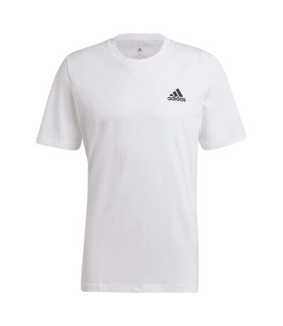 Mens Essentials Small Logo Embroidered T-shirt White Adidas