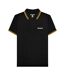 Polo Motif/style Rayure Contrastée Sur Bord Homme Noir Jaune Or Lambretta-1