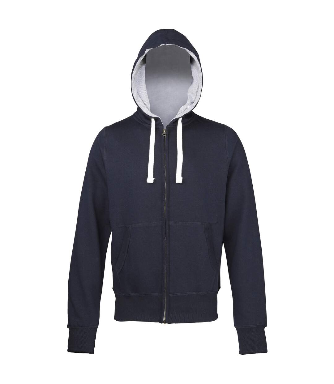 Sweatshirt à capuche et fermeture zippée homme bleu marine intérieur gris Awdis