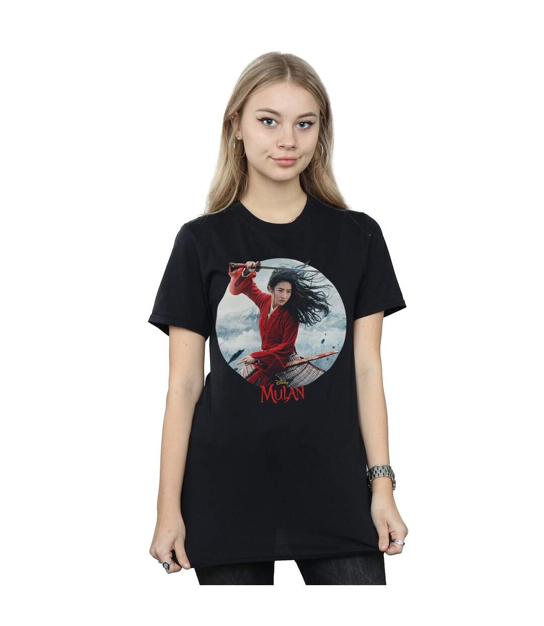 Disney Womens/Ladies Mulan Movie Sword Poster Cotton Boyfriend T-Shirt (Noir) - UTBI35654-2