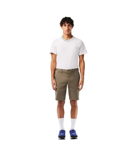 Mens Bermuda Stretch Slim Shorts Khaki Green Lacoste