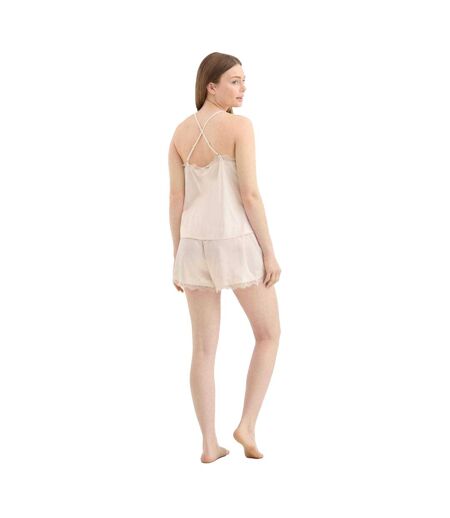 Womens/ladies Satin Cami Pyjama Set Bridal Rose Chelsea Peers