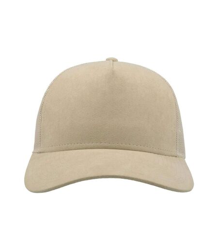 Atlantis Rapper Faux Suede 5 Panel Trucker Cap (Beige) - UTAB476