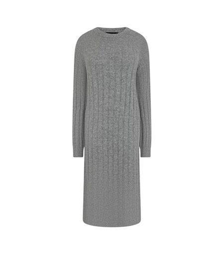Robe Mi-longue Manches Longues Femme Gris Moyen Chiné Pieces