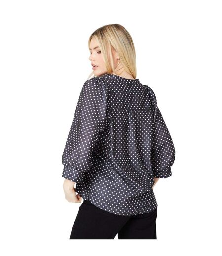 Womens/ladies dotted overhead blouse monochrome Dorothy Perkins