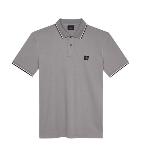 Mens Patch Cotton Logo Polo Shirt Grey Paul Smith