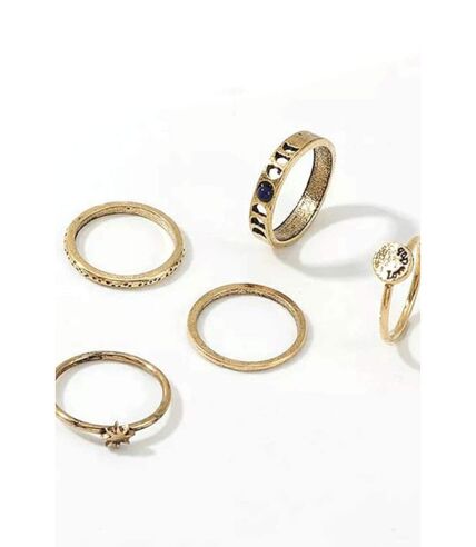 5 Pcs Set Golden Bohemian Vintage Tribal Metallic Fashion Fingers Rings