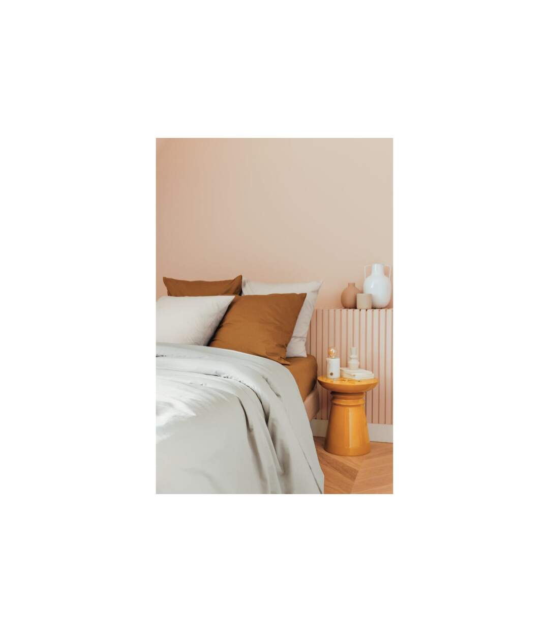 Parure de Lit 3 Pièces Percale 240x220cm Beige Lin-2