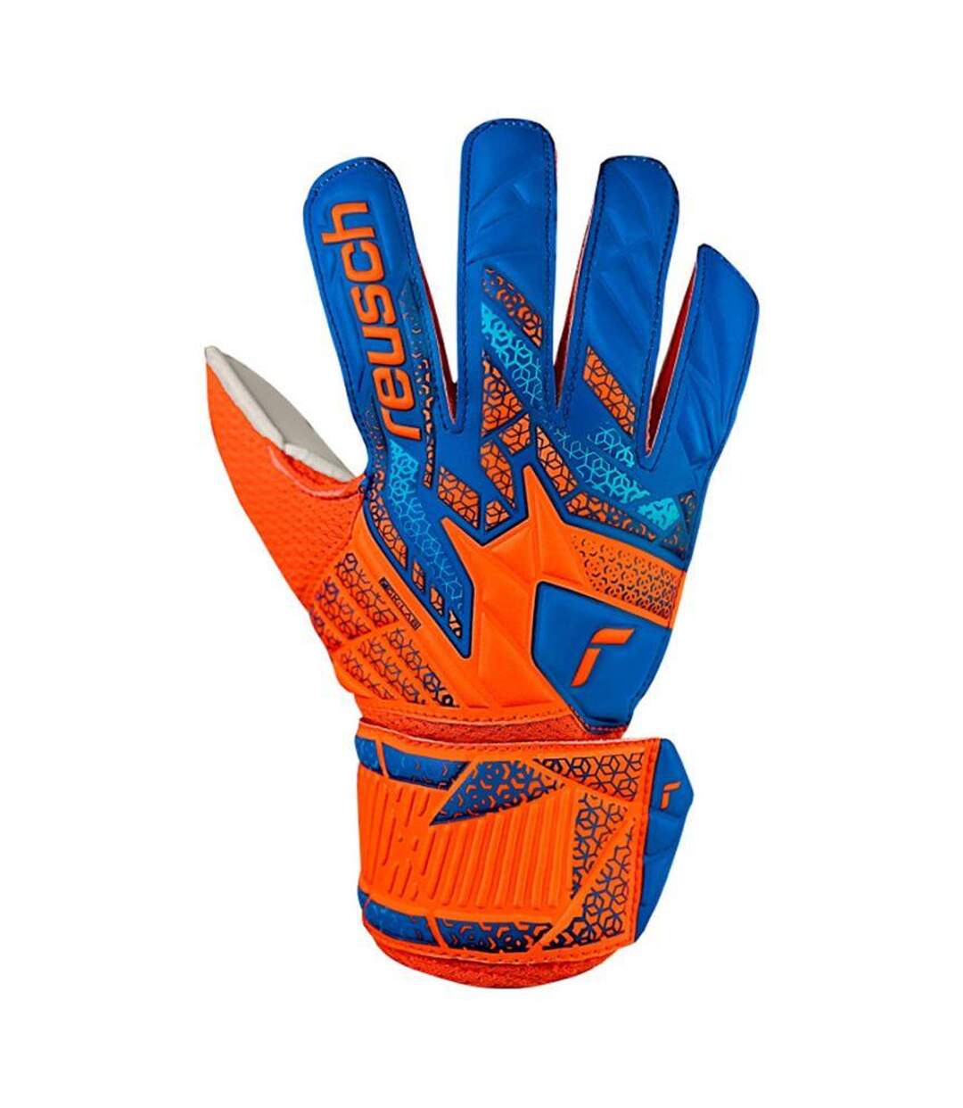 Childrens/kids Attrakt Solid Goalkeeper Gloves Blue Orange Reusch-1