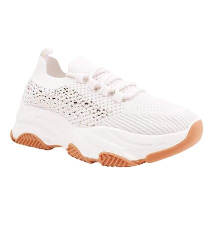 Womens/ladies advantage mesh chunky heel trainers beige Where´s That From