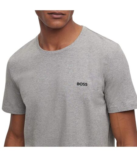 T-shirt Style Logo Brodé Mix&match Homme Gris Boss