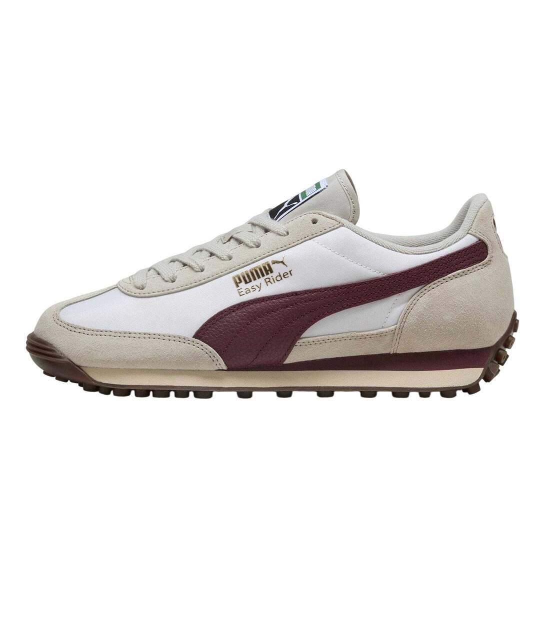 Womens/ladies Easy Rider Suede Trainers White Burgundy Puma-2