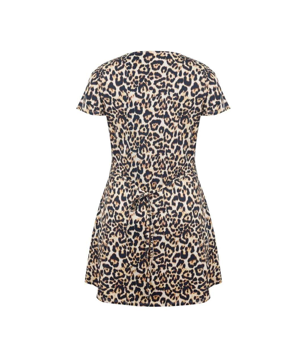 Robe Courte Manches Courtes Femme Beige Noir SoulCal-2
