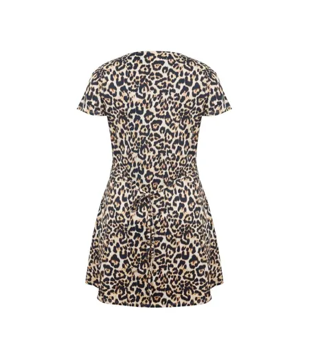 Robe Courte Manches Courtes Femme Beige Noir SoulCal