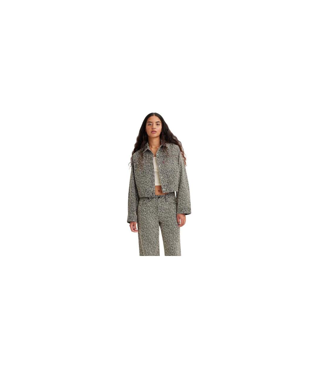 Womens/ladies Wellthread Floral Denim Jacket Light Wash Levis-1