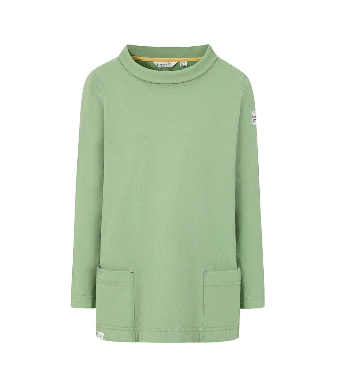 Womens/ladies Logo Roll Neck Sweatshirt Grass Green Lazy Jacks-1