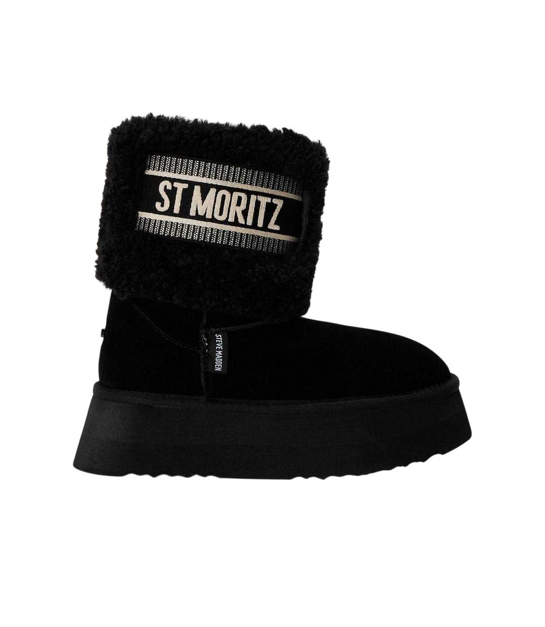 Womens/ladies St Moritz Suede Snug Fit Boots Black Steve Madden-1