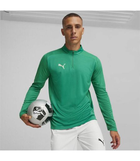 Mens Teamfinal Quarter Zip Training Fleece Top Green Silver Puma