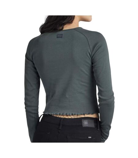 T-shirt manches longues vert foncé femme g-star cropped baby sis raglan