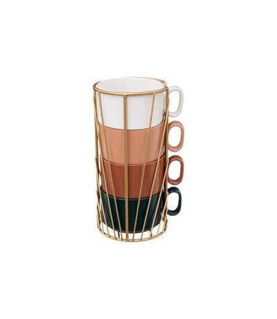 Lot de 4 Mugs sur Rack Coline 25cl Multicolore