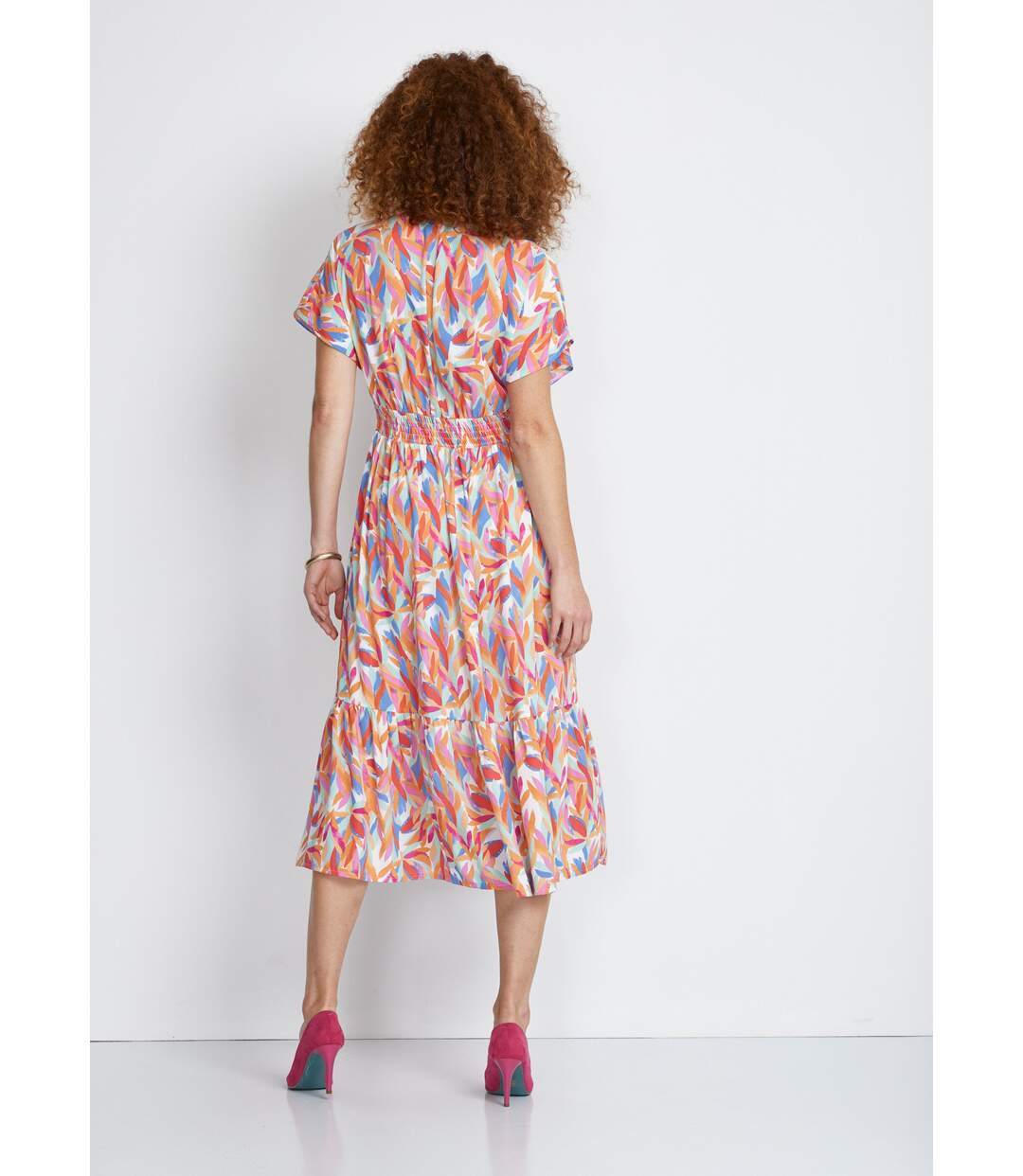Robe longue volantée smockée dos-2