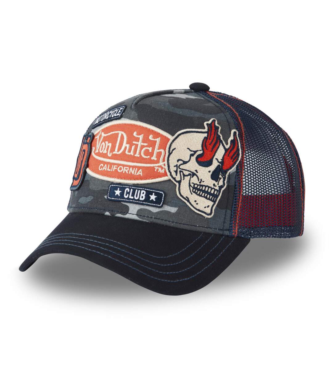 Casquettes homme trucker avec filet et patchs Von Dutch Vondutch-1