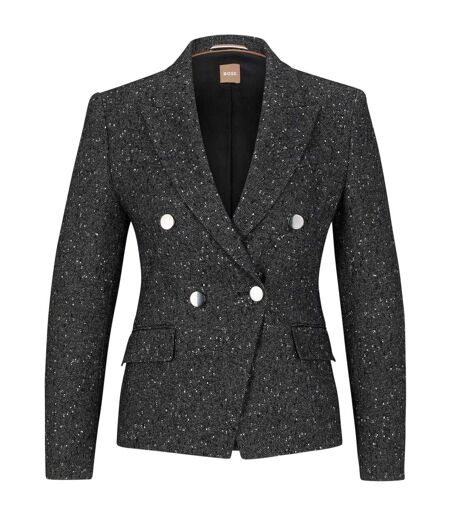 Womens/ladies Jocanah Speckle Regular Suit Jacket Dark Grey Boss