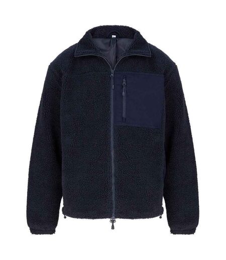 Front Row Unisex Adult Sherpa Recycled Fleece Jacket (Navy)