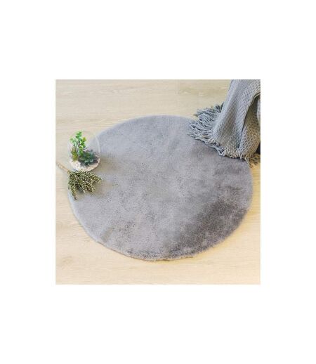 Tapis Rond Imitation Fourrure Doucea 80cm Gris