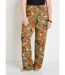 Pantalon ceinture élastiquée motif feuillage-1