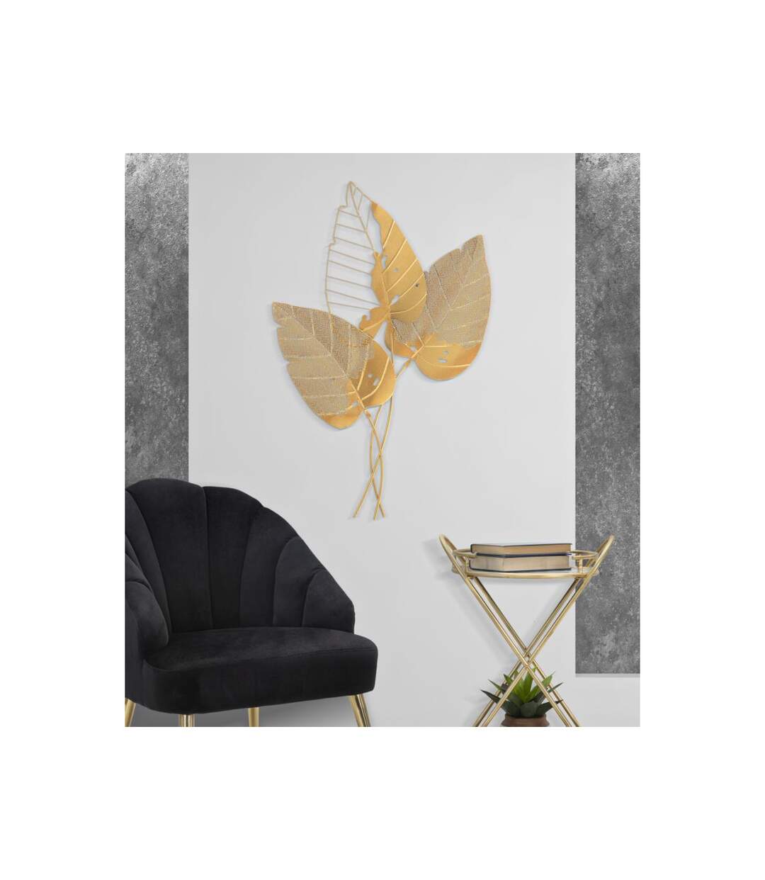 Décoration Murale en Métal Autumn Leaf 84cm Or-5