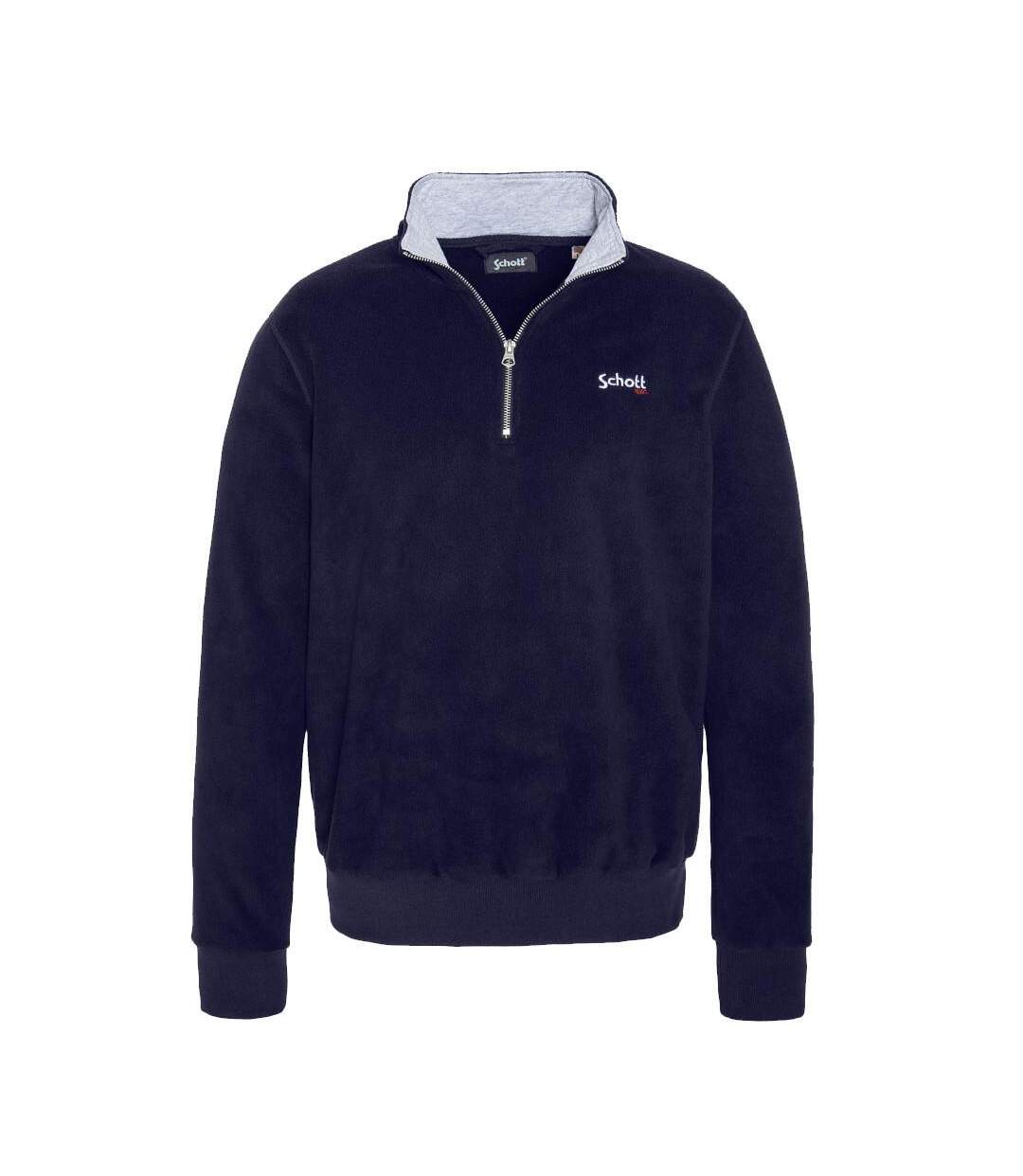 Sweat polaire marine homme schott half zipped-1