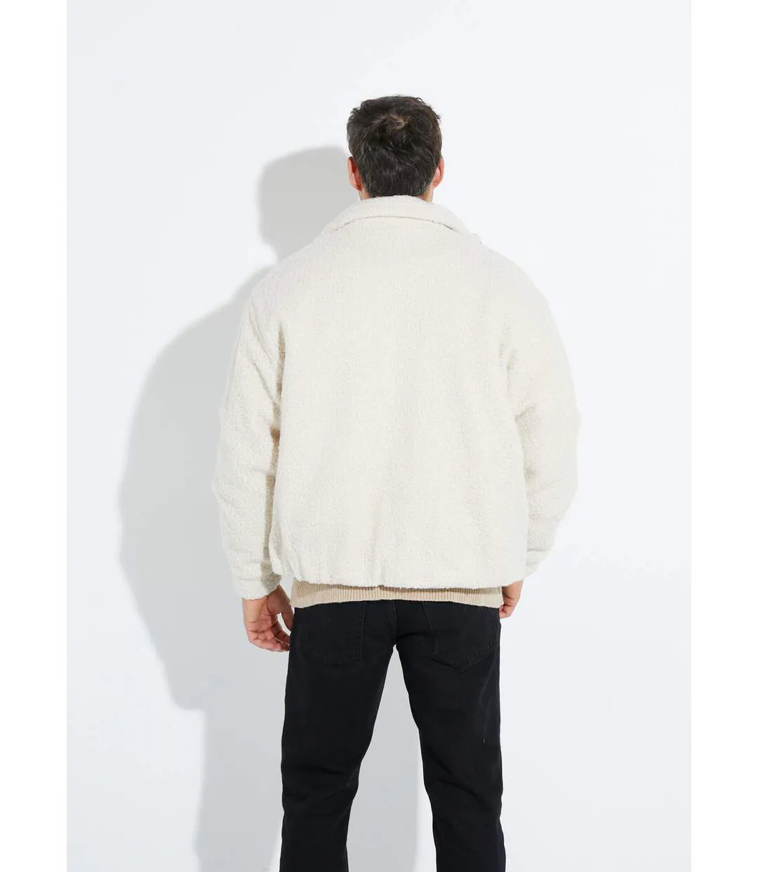Blouson façon peau lainée, col montant-2