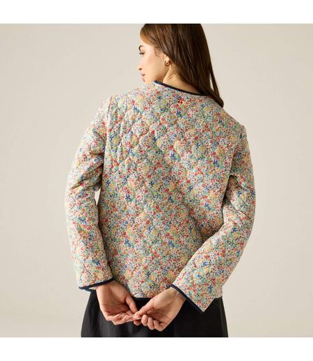 Doudoune Matelassée À Col Rond Et Boutons-pression Motif/style Petites Fleurs Cath Kidston Femme Crème Harmonie Floral Regatta