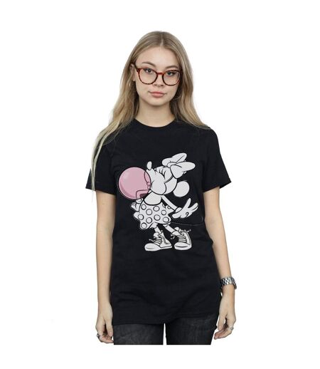Disney Femmes/Les femmes Minnie Mouse Gum Bubble Cotton Boyfriend T-Shirt (Noir) - UTBI37891