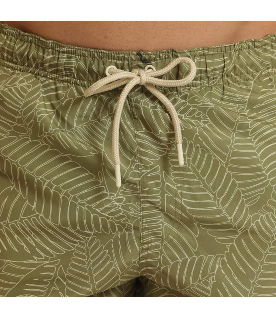 Mens Leaf Print Swim Shorts Khaki Green RIPT Essentials-3