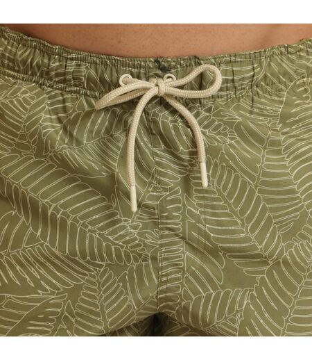 Mens Leaf Print Swim Shorts Khaki Green RIPT Essentials