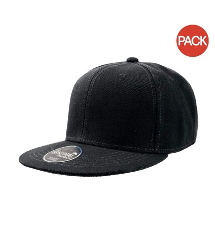 Lot de 2  casquettes avec visière plate adulte noir Atlantis