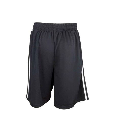 Mens Quick Dry Basketball Shorts Black White Spiro