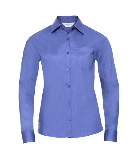 Russell Collection Ladies/Womens Long Sleeve Poly-cotton Easy Care Poplin Shirt (Corporate Blue) - UTBC1026