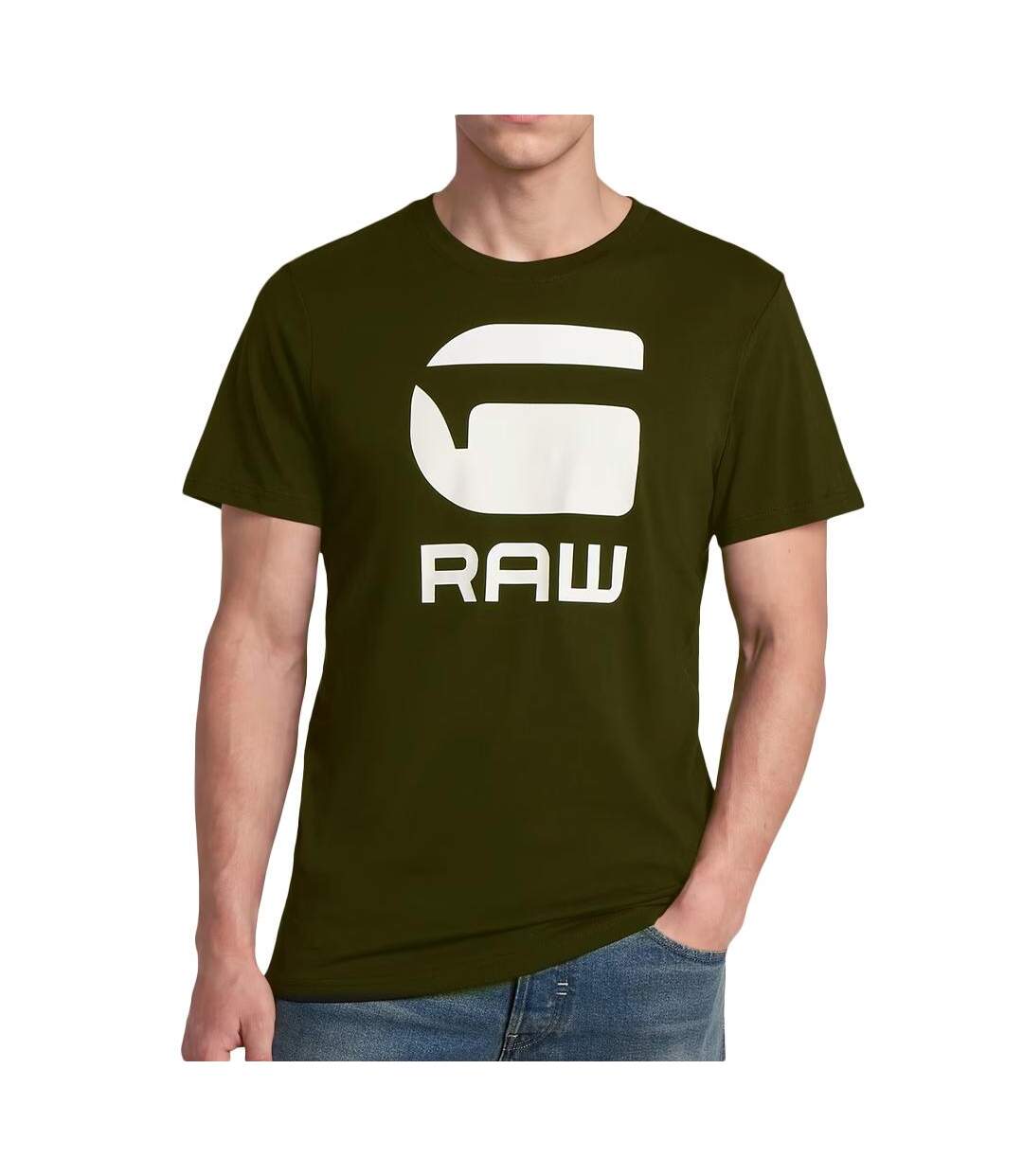 T-Shirt vert homme g-star raw logo-1