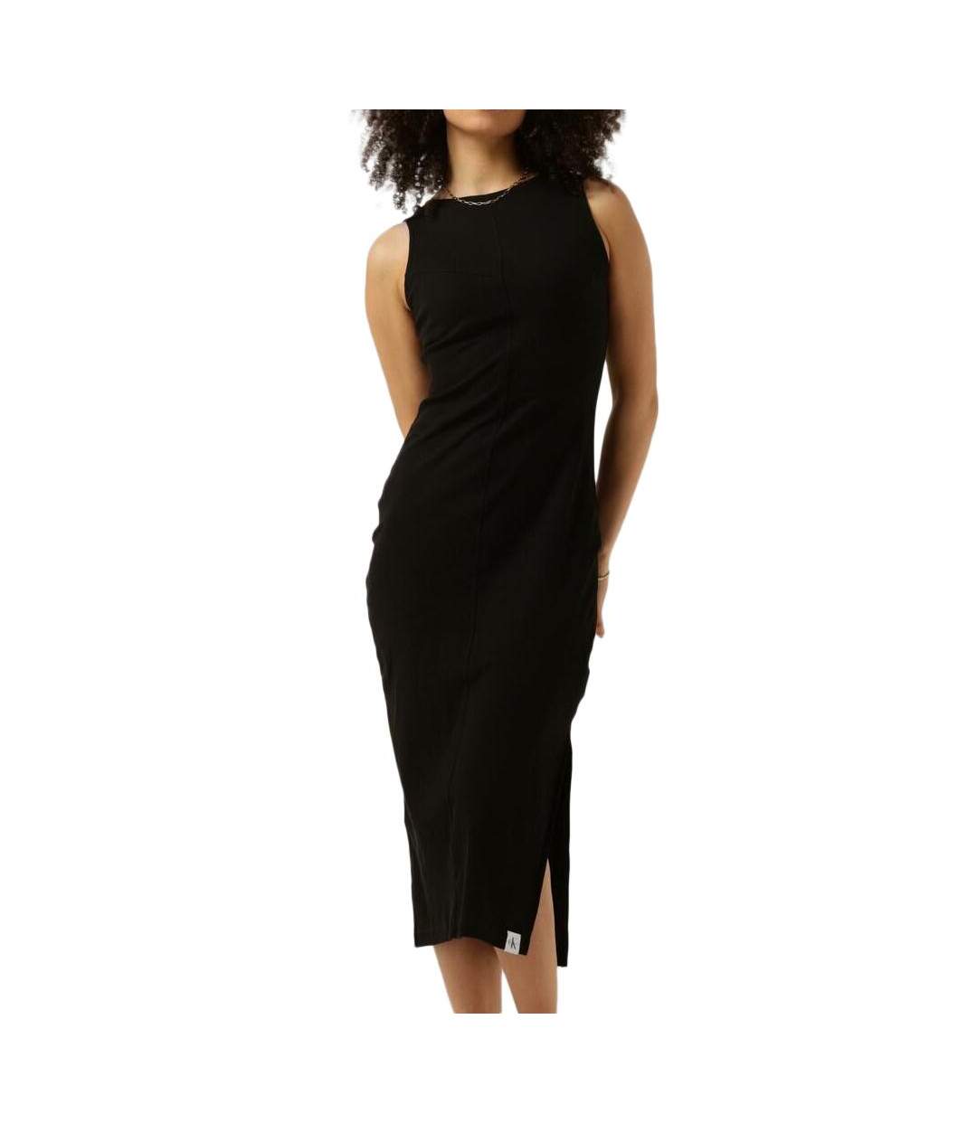 Robe noire femme calvin klein jeans seaming long - m-1