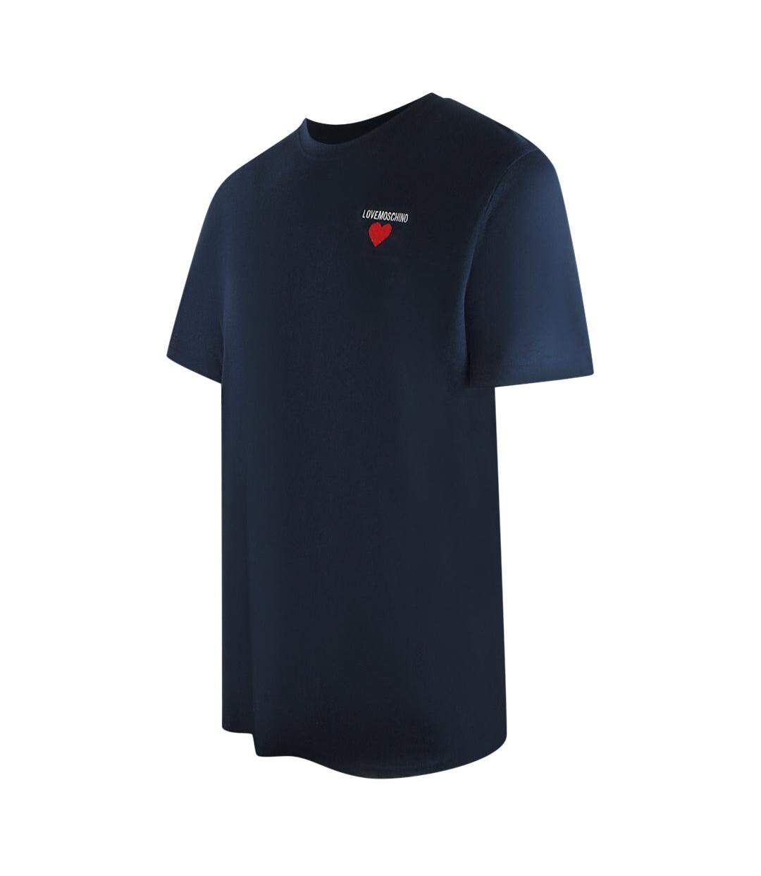 Mens Heart Logo T-shirt Navy Blue Love Moschino-3