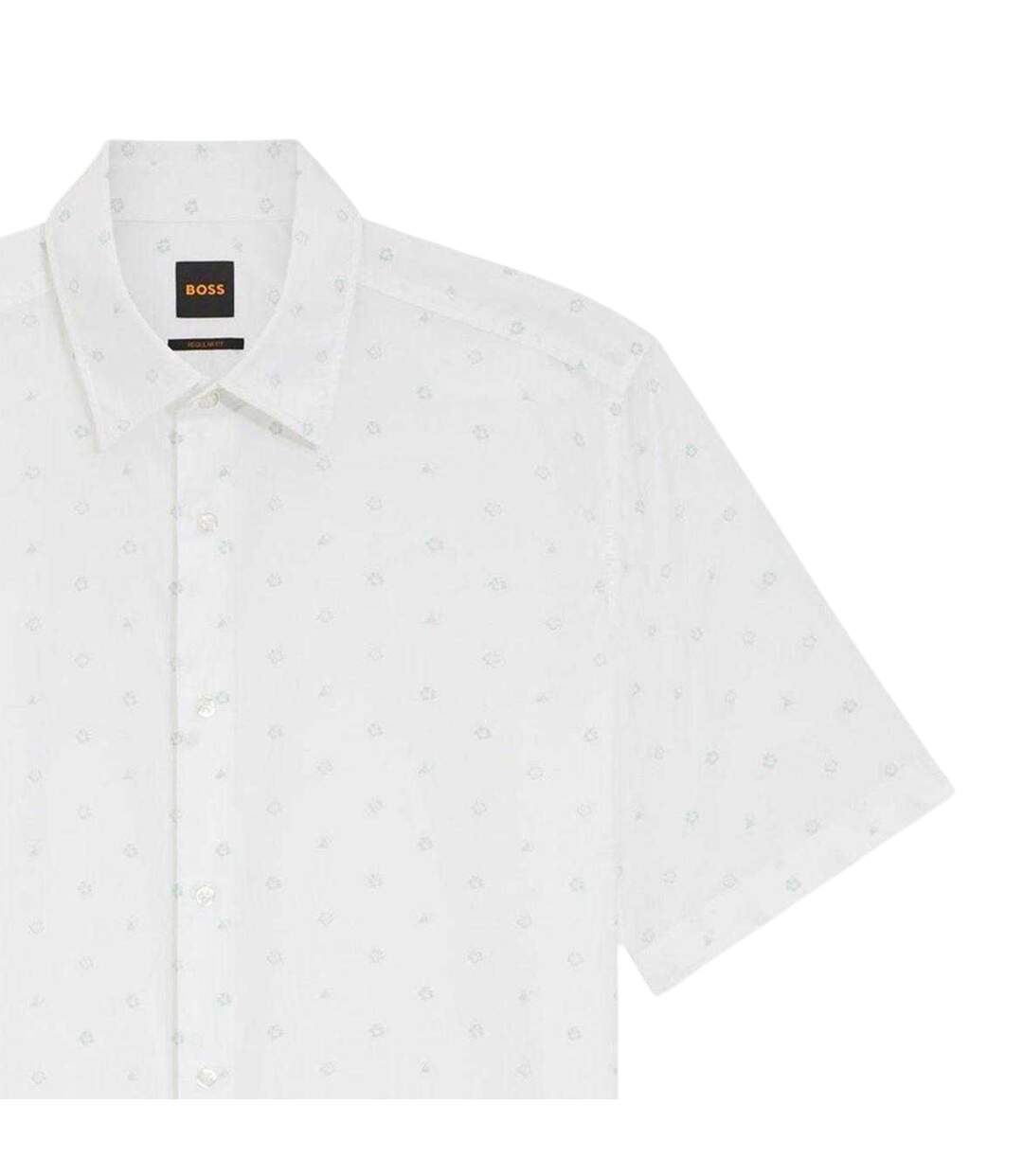 Chemise Manches Courtes Motif/style Micro-imprimé Homme Blanc Boss-3