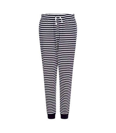 SF Unisex Adult Stripe Cuffed Lounge Pants (Navy/White)