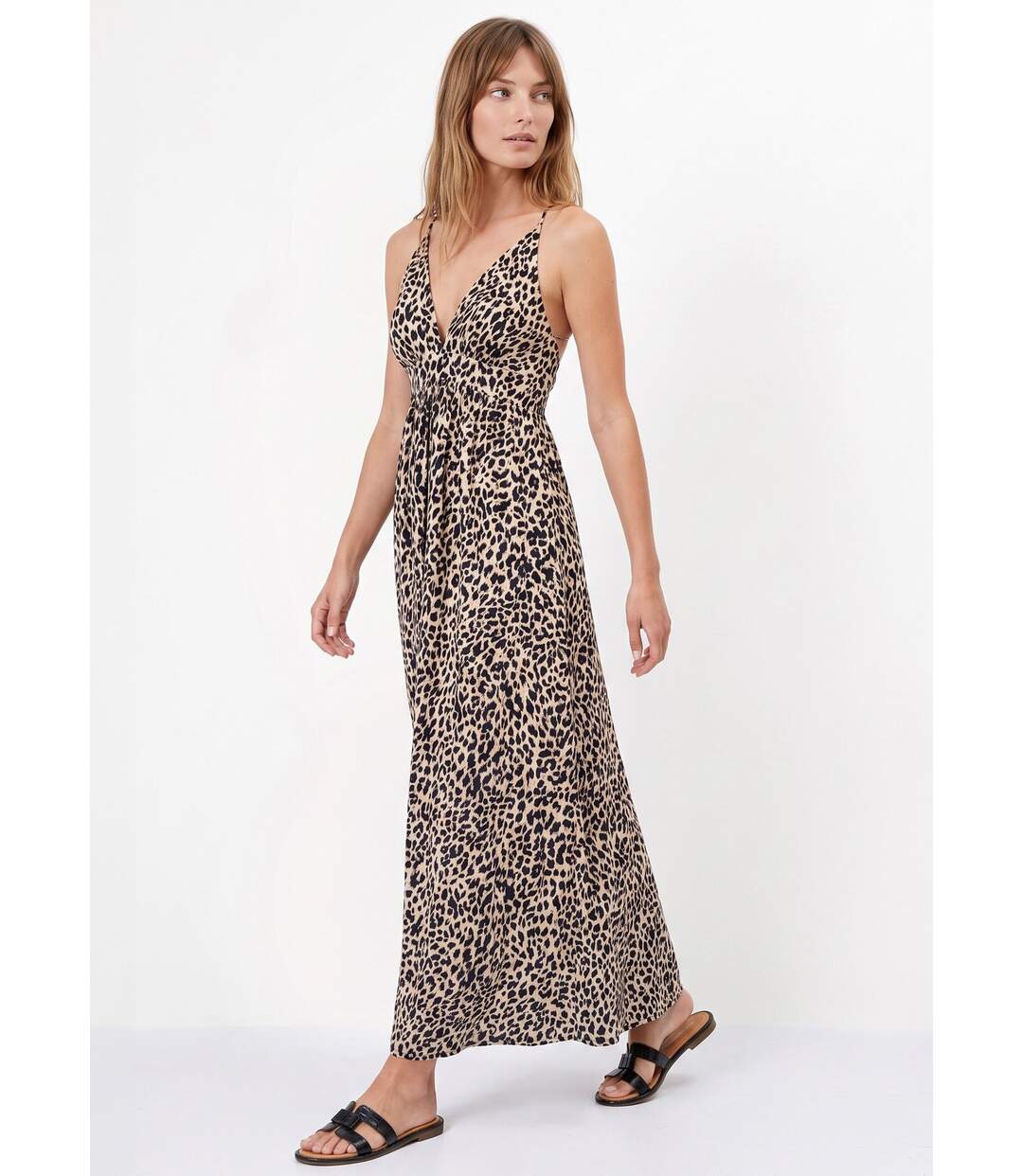 Robe longue sans manches, motif léopard-3