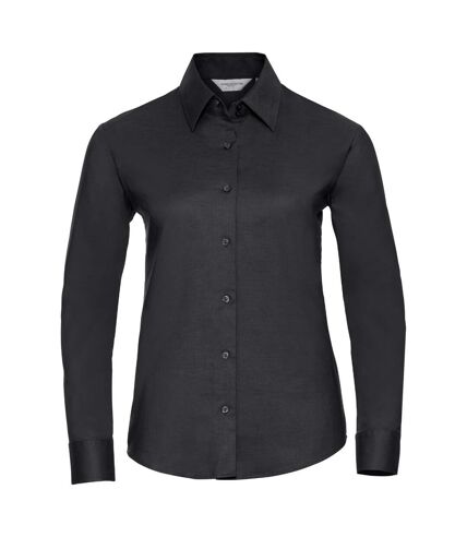 Russell Collection Ladies/Womens Long Sleeve Easy Care Oxford Shirt (Black) - UTBC1022