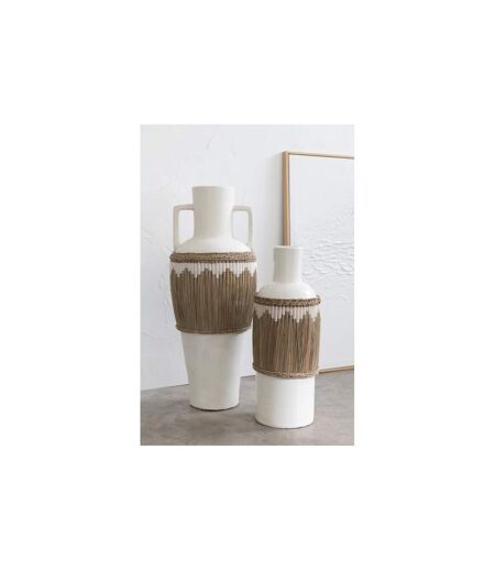 Vase Amphore Design Herbes 100cm Blanc