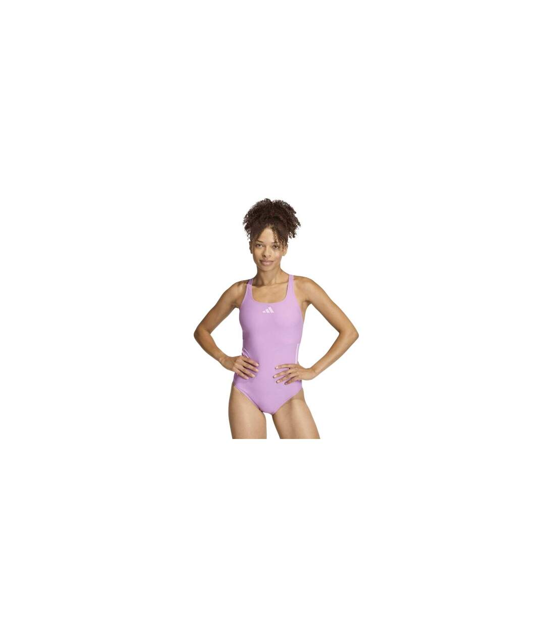 Maillot De Bain 1 Pièce Motif/style 3 Rayures Femme Lilac Pâle Adidas-1